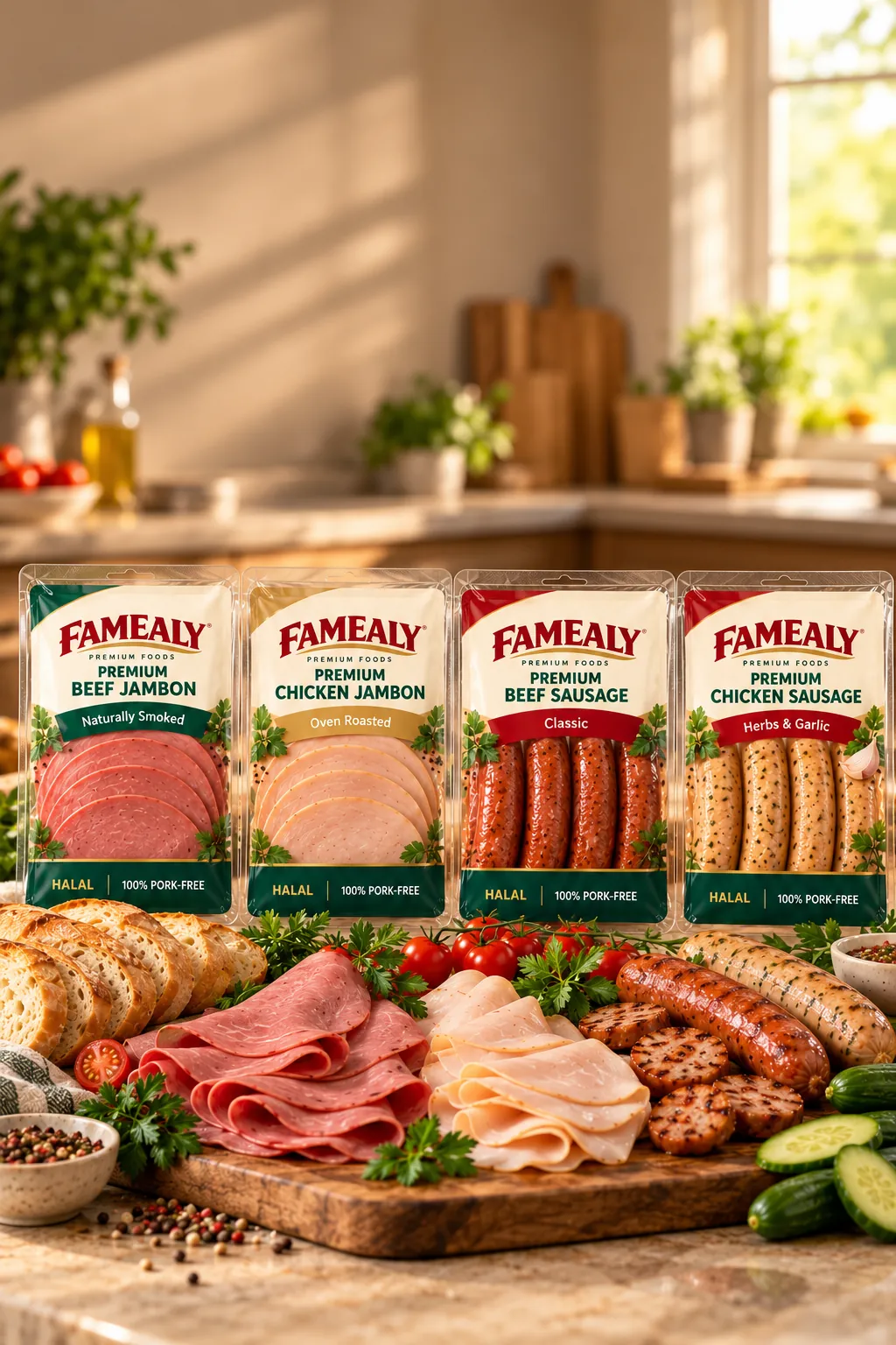 Famealy beef and chicken jambon and sausages