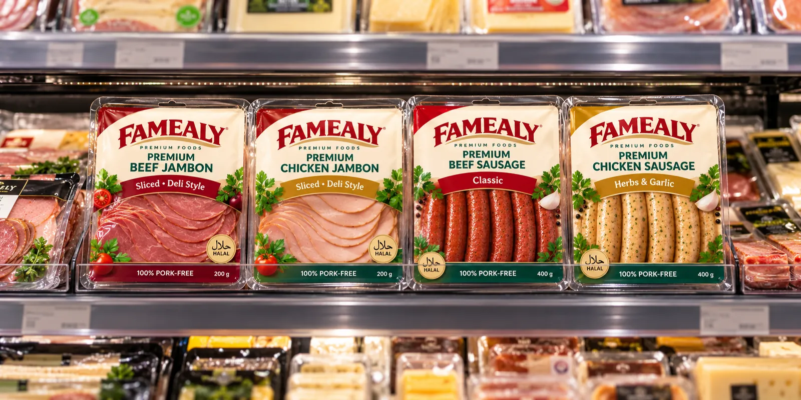Famealy packaging concepts on a deli shelf